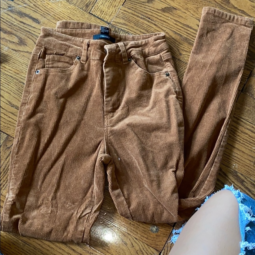 High rise brown corduroy kean